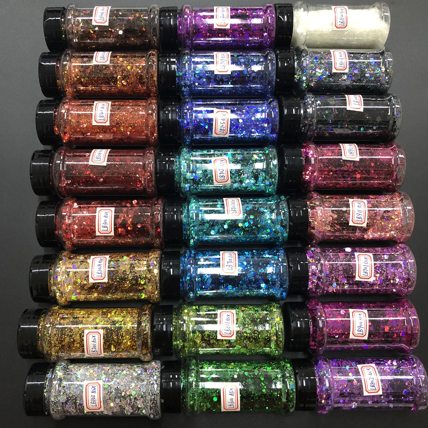 24 colors Rainbow Laser Chunky Nail Sequins nail glitter nail decoration in 2oz Shaker