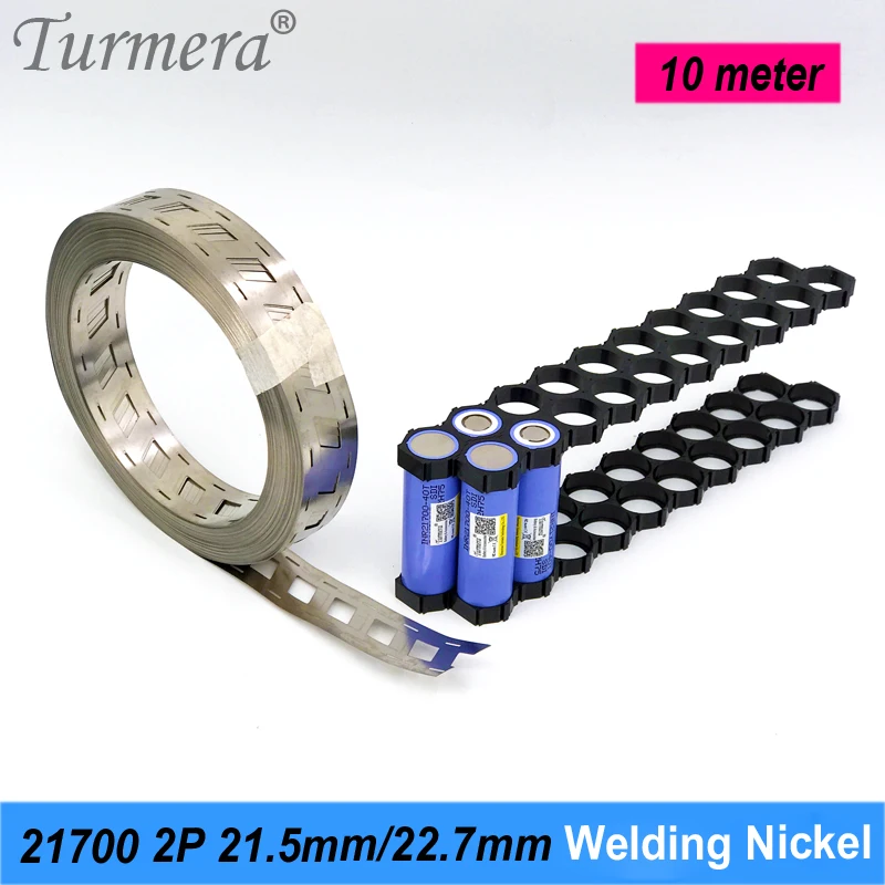 

Turmera 0.15mm 10Meter 21700 Battery Oblique 2P Welding Nickel Hole to Hole Distance 21.5mm 22.7mm for Dislocation Bracket Use
