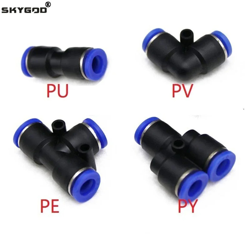 Pipe Fitting Water Pipe Fitting Hose Pipe Fitting 5/10pcs Air Pneumatic Tube Fitting OD 4mm 6mm 8mm 10mm 12mm 14mm 16mm T Y L I Tpye PV Plastic Quick Connector Push In Pipe Hose