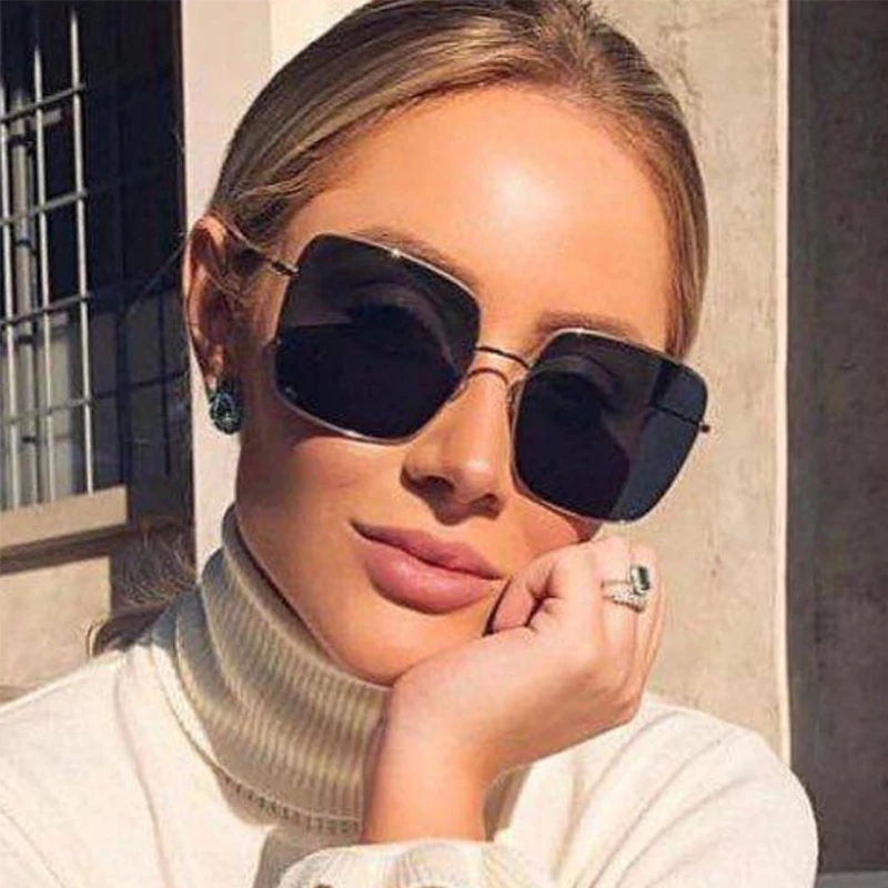 2019 Italy Luxury Brand Oversized Square Sunglasses Women Brand Designer Retro F 