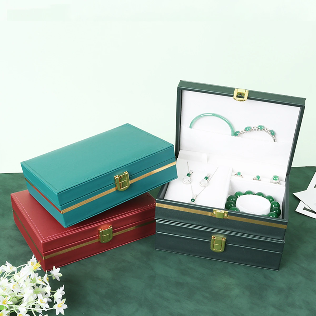 TA MINGREN New Jewelry Box Case Jewelry Set Box Earrings Necklace Ring Bracelet Display Box Birthday Carrying Gift