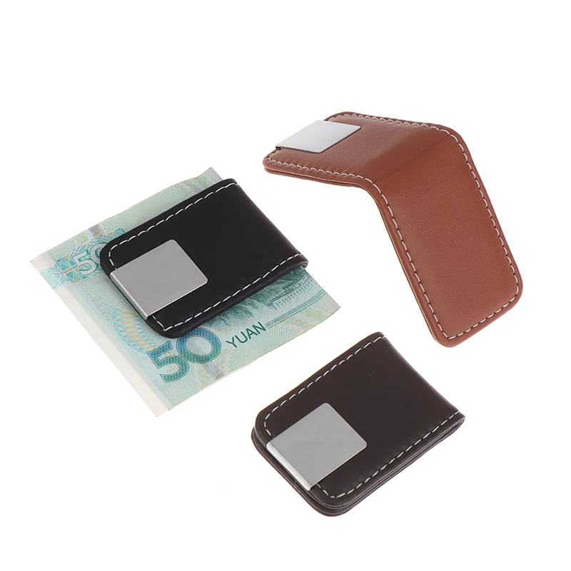 Hot Money Clip Wallet Slim Men Women Vintage Strong Magnet Money Clip PU Leather Pocket Clamp Credit Card Cash Case Holder