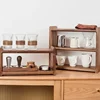 Black Walnut Solid Wood Organizer ， Tea Sets Coffee and Cosmetics Vintage Desktop Storage Box Multi-Functional Wooden Rack 2