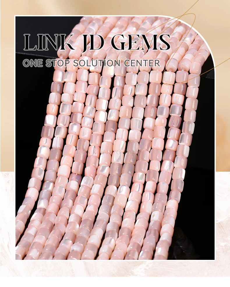 3–4 mm gefärbte, rosafarbene Muschelperlen in zylindrischer Form, kleine Perlmuttperlen für die Schmuckherstellung, DIY-Halskette, Armband, Zubehör – Detail 1