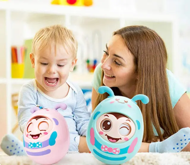 Roly Poly Toy Baby Infants Toddlers  Newborn Tumbler Egg Toys Blink Teether Toys for Toddlers w/ Belling Color Randomly 4