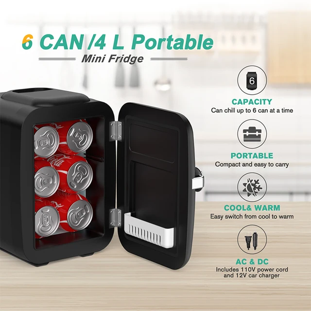 Crownful 4L Mini Fridge 110V 220V Beauty Makeup Skincare Refrigerator AC/DC Heated Cooling Beauty Refrigerator Car Mini Fridge 2