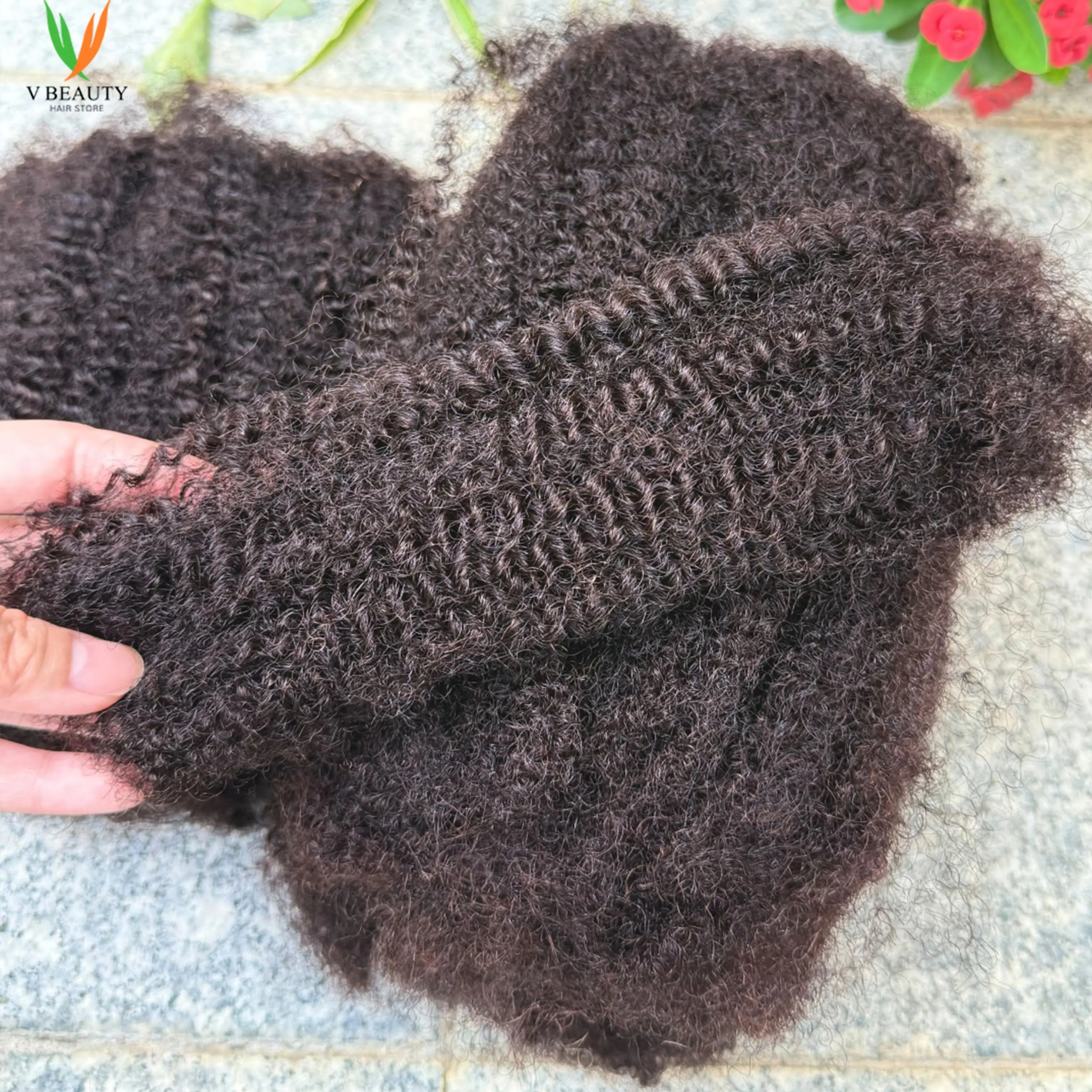 QVR Kinky Twist Crochet Braiding Hair 50g/Pc Human Hair Bundles 10-18 Inches Afro Kinky Curly Bulk Hair Human Hair Bulks 5