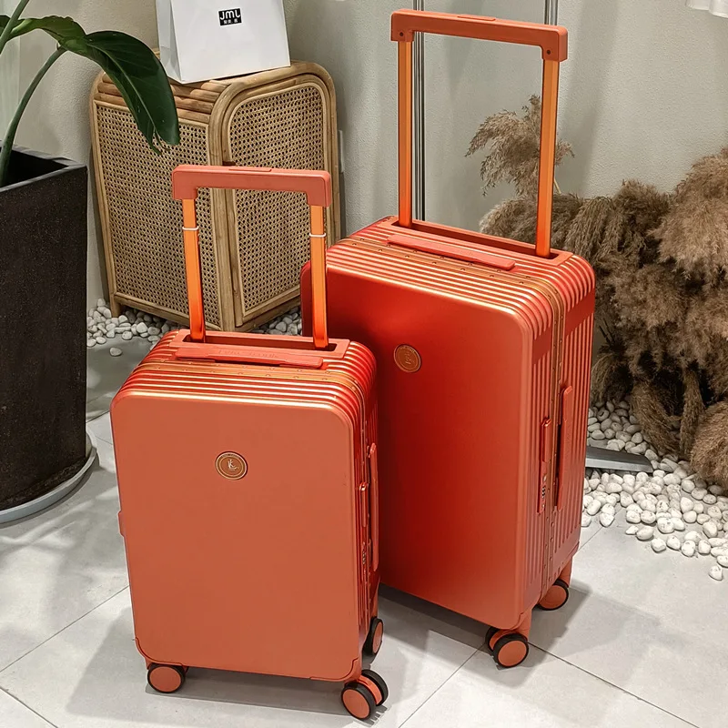 Wide Trolley Aluminum Frame Luggage Student Travel Boarding Suitcase Men and Women Frosted Trolley Cas High Beauty Suitcase