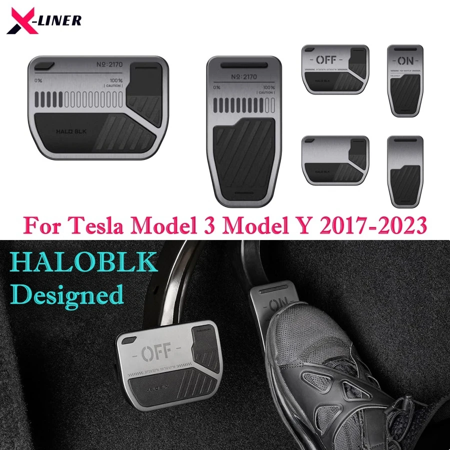 Haloblk Pedali Antiscivolo Per Prestazioni Per Tesla Model 3 Model Y 2017-2023 Accessori Per Pedali A Gas Per Freni Sportivi In Lega