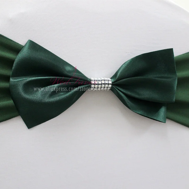 Description Picture 2 of item10pcs/50pcs Wedding Satin Chair Sashes Elastic Stretch Chair Band Tie Hotel Birthday Party Wedding Decoration Spandex Chair Bow