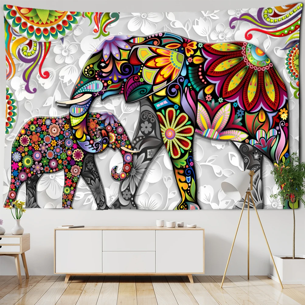 India Mandala Tapestry Elephant Buddha Aesthetic Wall Hanging 3D Print Boho Decor Vintage Decoration Psychedelic Home Decor Room tapestry decorations