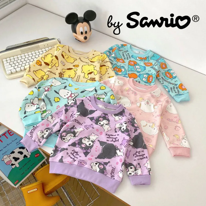 

New Sanrio Kuromi Pachacco Baby Fall Clothes 2023 Sweatshirts Baby Clothes Long-sleeved Japanese Anime Kawaii Autumn Winter Tops