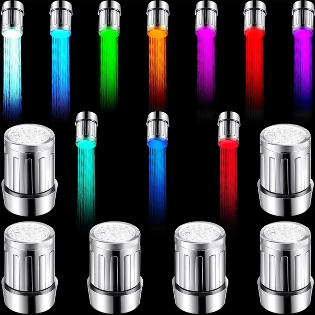7 สีเปลี่ยนโดยอัตโนมัติ LED ก๊อกน้ําหัวเรืองแสง Water Saving Stream Light ก๊อกน้ํา Aerator TAP หัวฉีดสําหรับห้องครัวห้องน้ํา 1