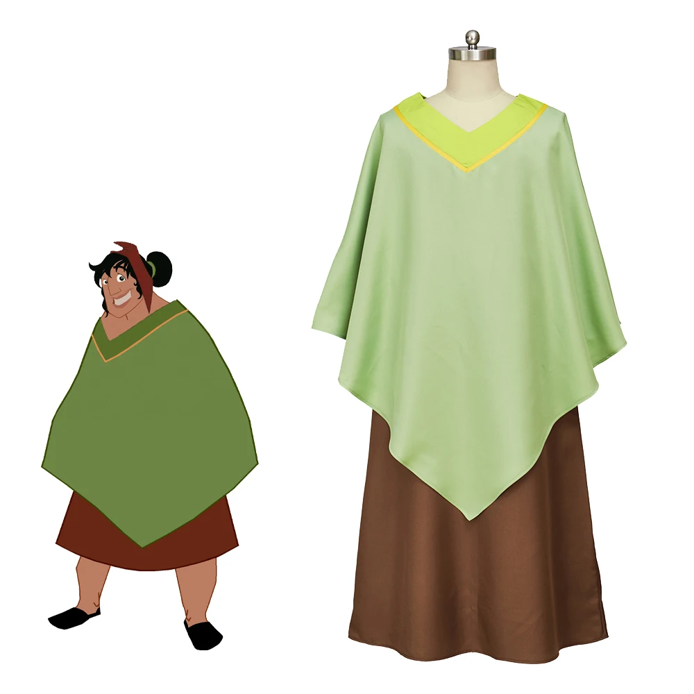 

Anime Emperor Kuzco Pacha Cosplay Costume Villager Pacha Suit Dress With Cloak Cape Belt Adult Men Halloween Carnival Outfits