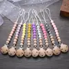 Baby Beech Pacifier Clip Round Colorful Silicone Teething Beads Food Grade Dummy Holder Soothe Chain Anti-drop Baby Nipple Chain 4