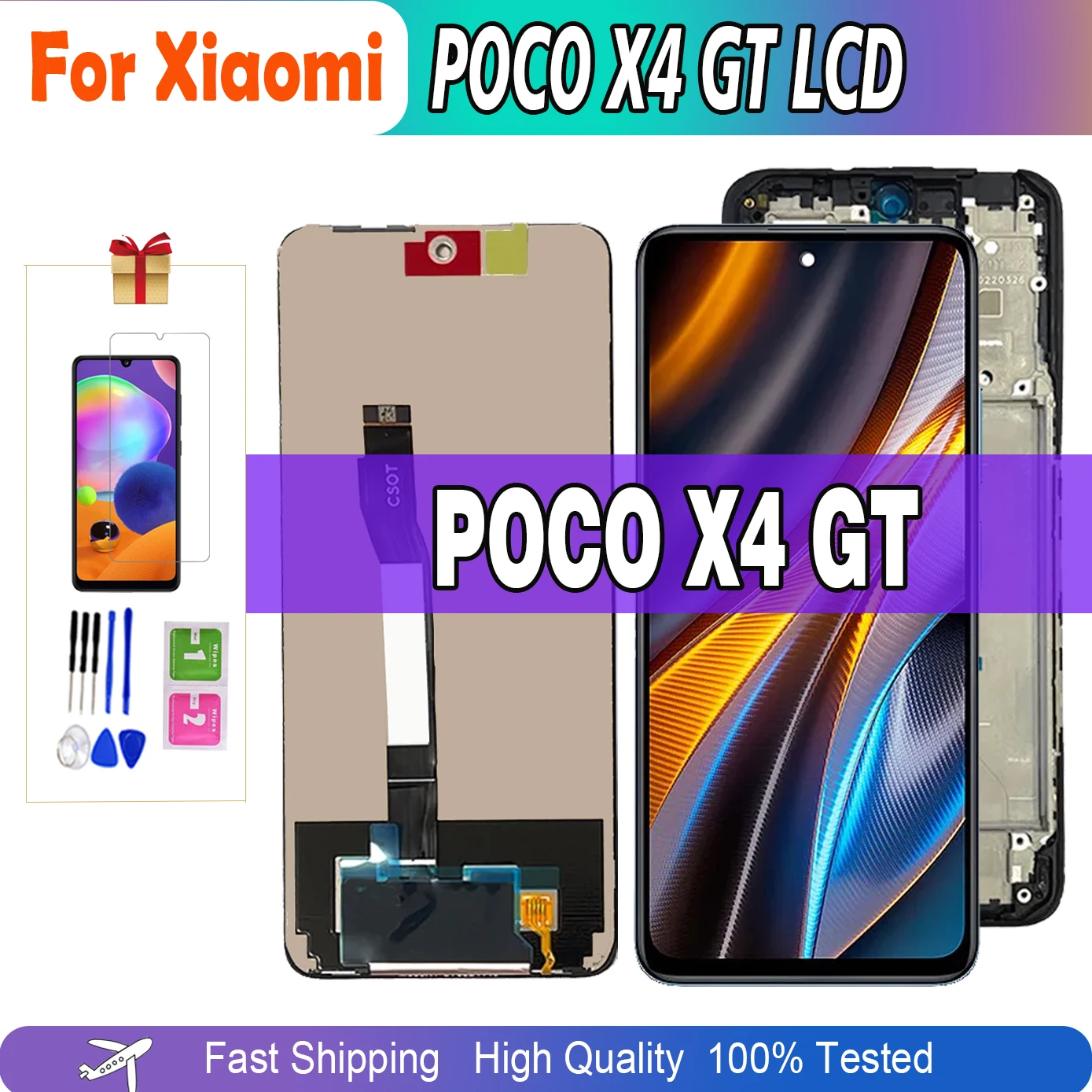 

6,6 "протестированный Оригинальный ЖК-дисплей для Poco X4 GT для Xiaomi POCO X4GT 22041216G, ЖК-дисплей с сенсорным экраном и дигитайзером с рамкой в сборе
