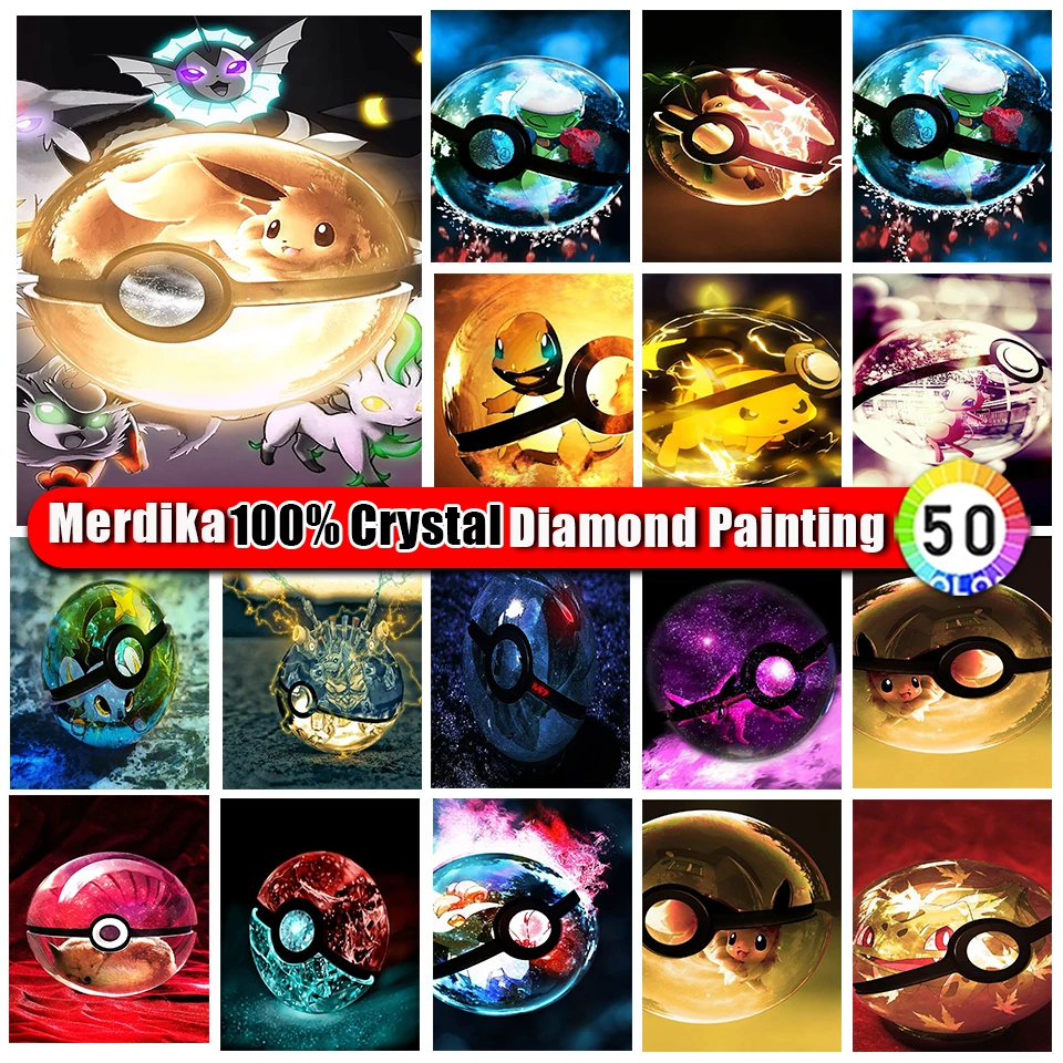 100% Crystal Diamond Painting Pokeball Kit Pikachu Zipper Bag Cross Stitch Embroidery Pok &Eacute; Mon Handmade Diamond Mosaic Art Gift