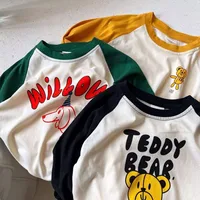 Cartoon Spliced Long Sleeve T-shirt Baby Costume Autumn Fashion Casual Bottoming Shirt Printing Pullover Tops For Boys And Girls 1
