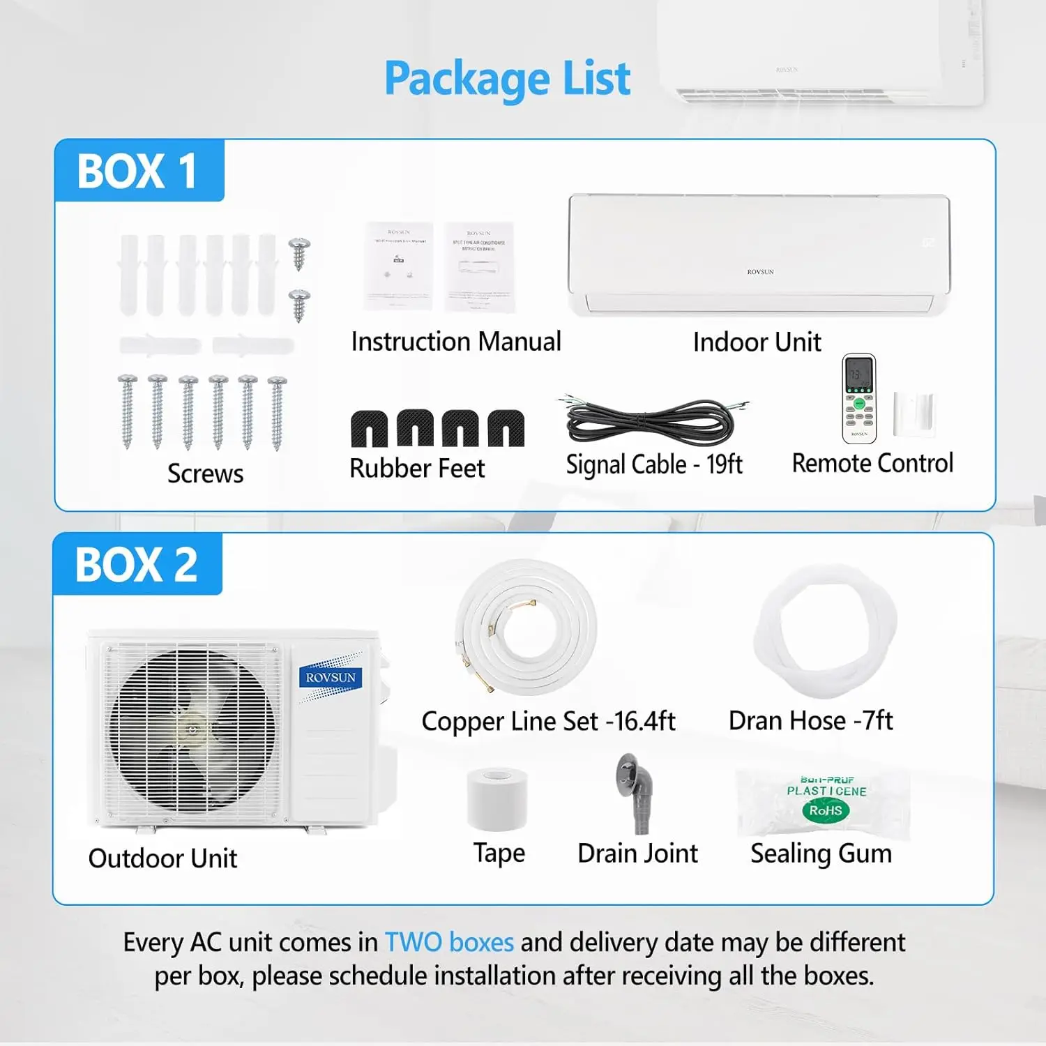 11000 BTU Wifi Enabled Mini Split Air Conditioner & Heater 17 SEER2 115V Inverter Ductless Wall AC Unit with Pre-Charged 6