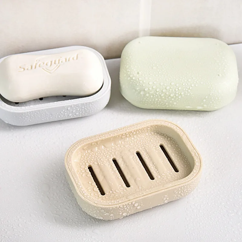 soap box 2 Square Thickened Portable Soap Boxes Plastic Soap Boxes Drain Tray Family Bathroom Box Cover for Easy Travel