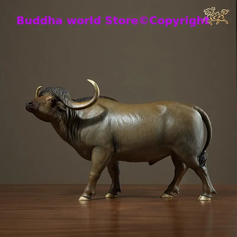 

Large TOP Master art Collection foreign GIFT Home company Africa Syncerus caffer African Buffalo copper decorative art Christmas