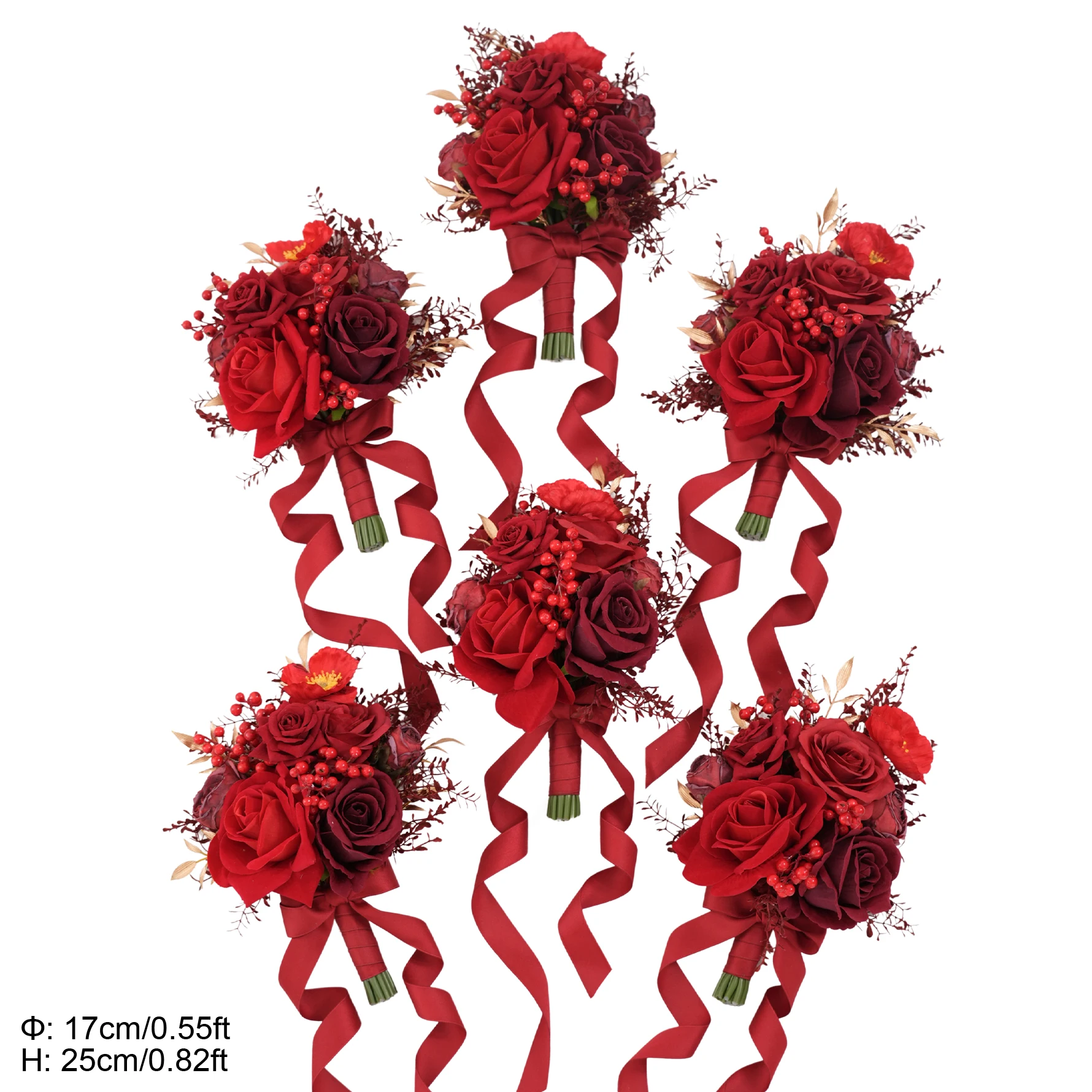 6pcs red bridesmaid