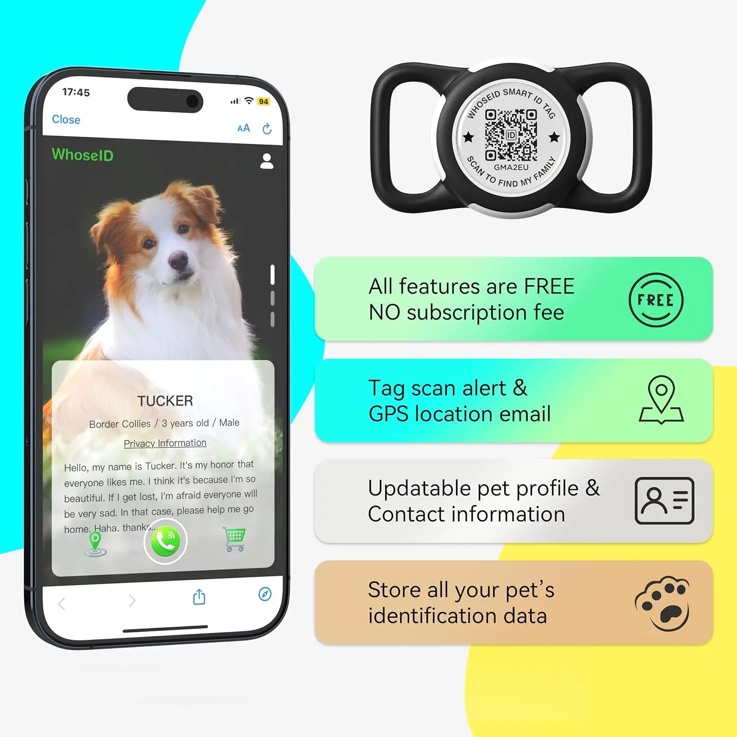 QR Code Airtag Holder Scan QR Code Send Location Alert Email Waterproof Airtag Accessories for Dog Cats Collar