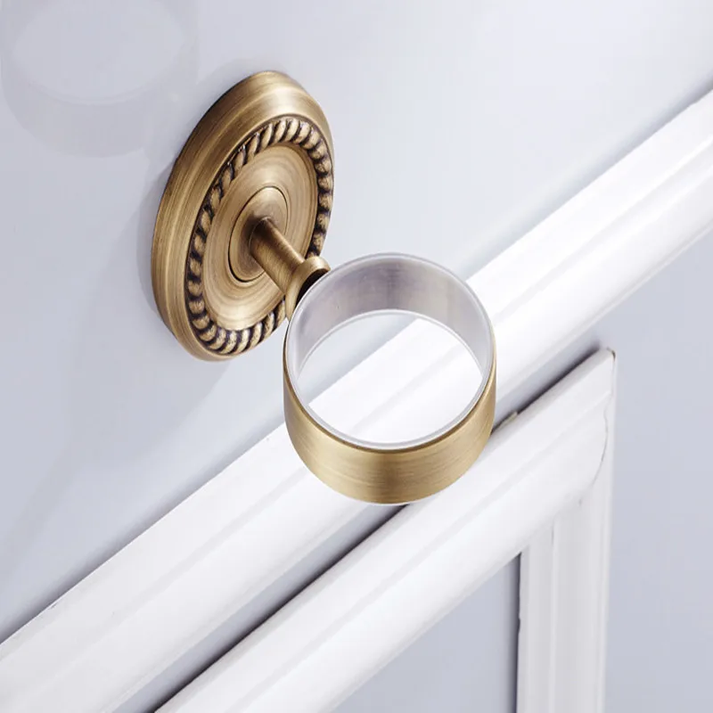 Simple retro toothbrush cup holder brass antique Wall hanging antique ceramic cup bathroom pendant mouthwash toothbrush