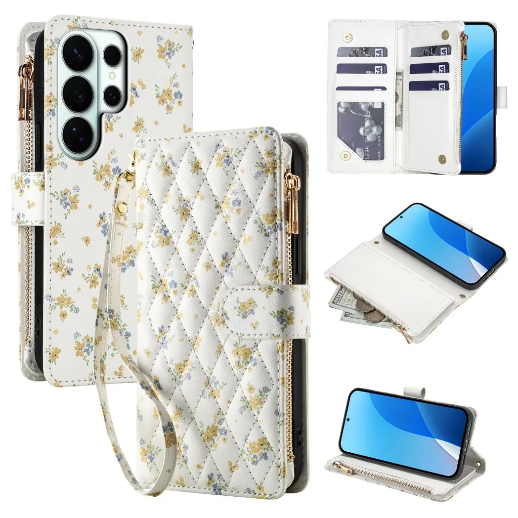 Zipper Card Holder Crossbody Phone Case with Wrist Strap and Lanyard