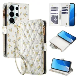 Zipper Card Holder Crossbody Phone Case with Wrist Strap and Lanyard - Galaxy S23 Ultra (A1)