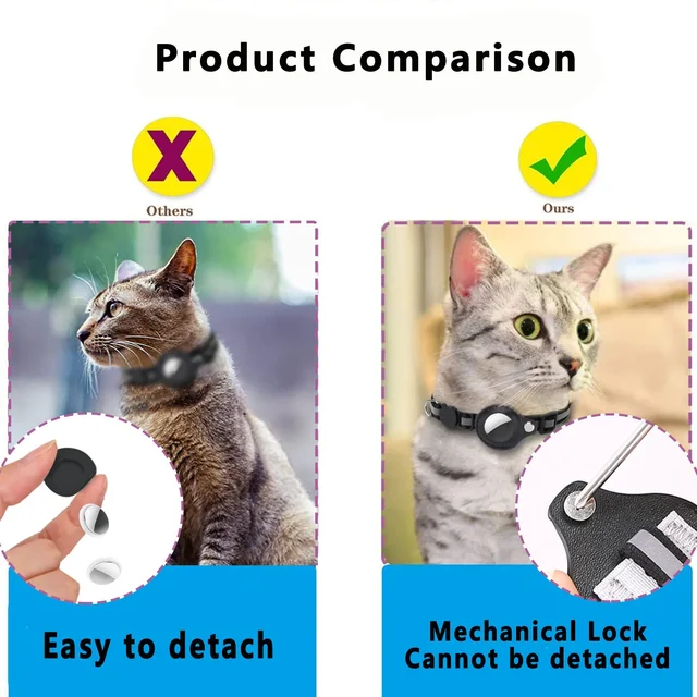 Reflective AirTag Cat Collar: Waterproof Breakaway Safety Holder 4