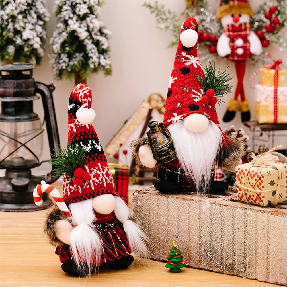 1Pc Santa Claus Ornament Decoration Christmas Gnome Doll New Year Christmas Gift Couple Ornament Walking Stick Christmas Dolls