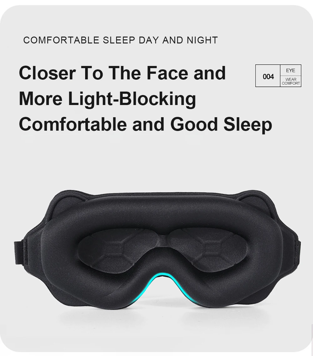 3D Memory Foam Sleep Mask – 100% Light Blocking Eye Covers with Adjustable Strap
