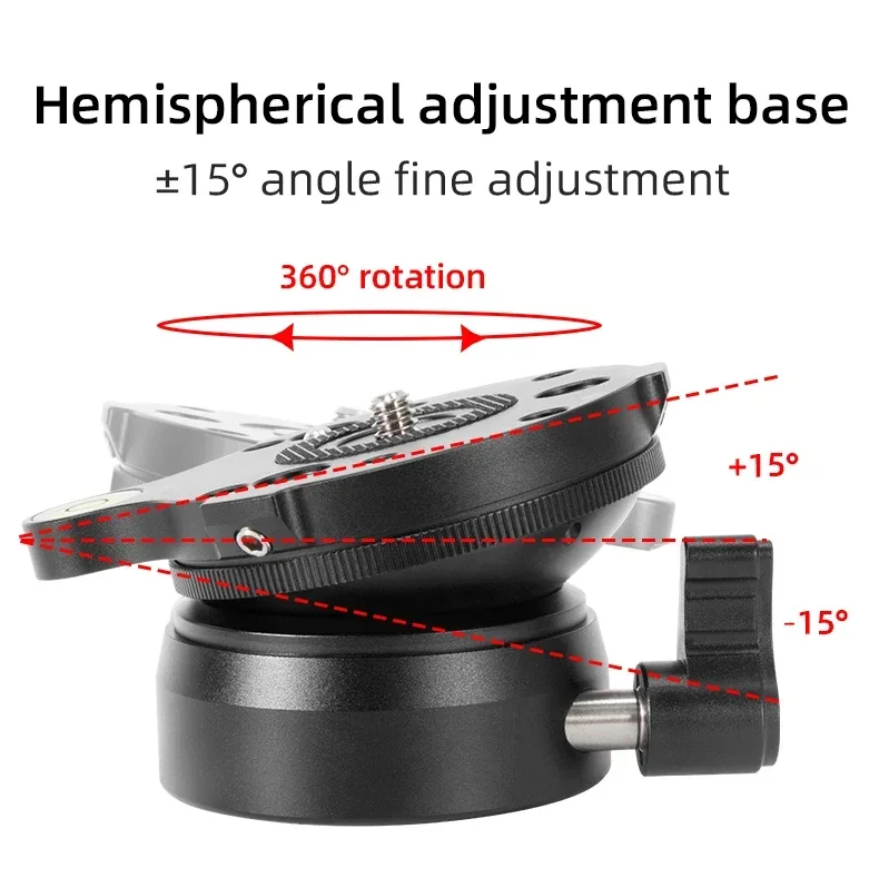 Tripod Ball Head Video Tripod Head Level Adjuster Base Half Ball with Offset Bubble Level Quick Release Mount Adapter For DSLR Cameras
