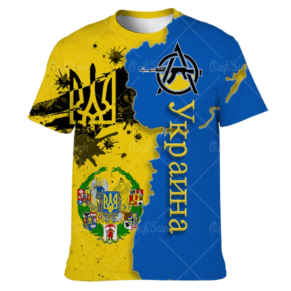 Vintage 3D Printed T-Shirts for Men Ukrainian T Shirt Men Clothing New Flag Short Sleeves Summer Fashion O-Neck Harajuku Top Tee