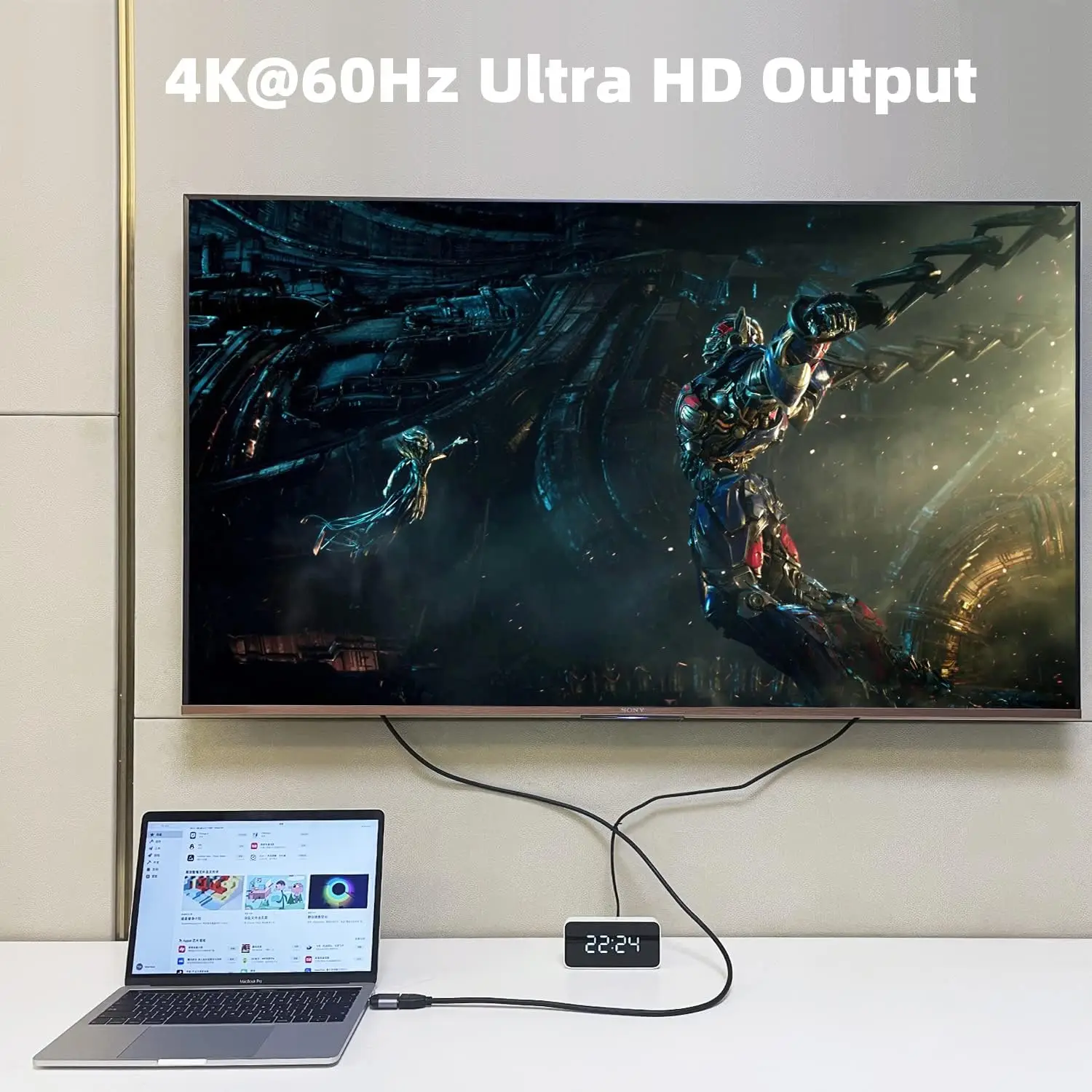 Adaptador USB C a HD tipo C Thunderbolt3 a 4K UHD, convertidor de pantalla para Macbook Pro/Air Surface Ipad Pro a Monitor de HDTV