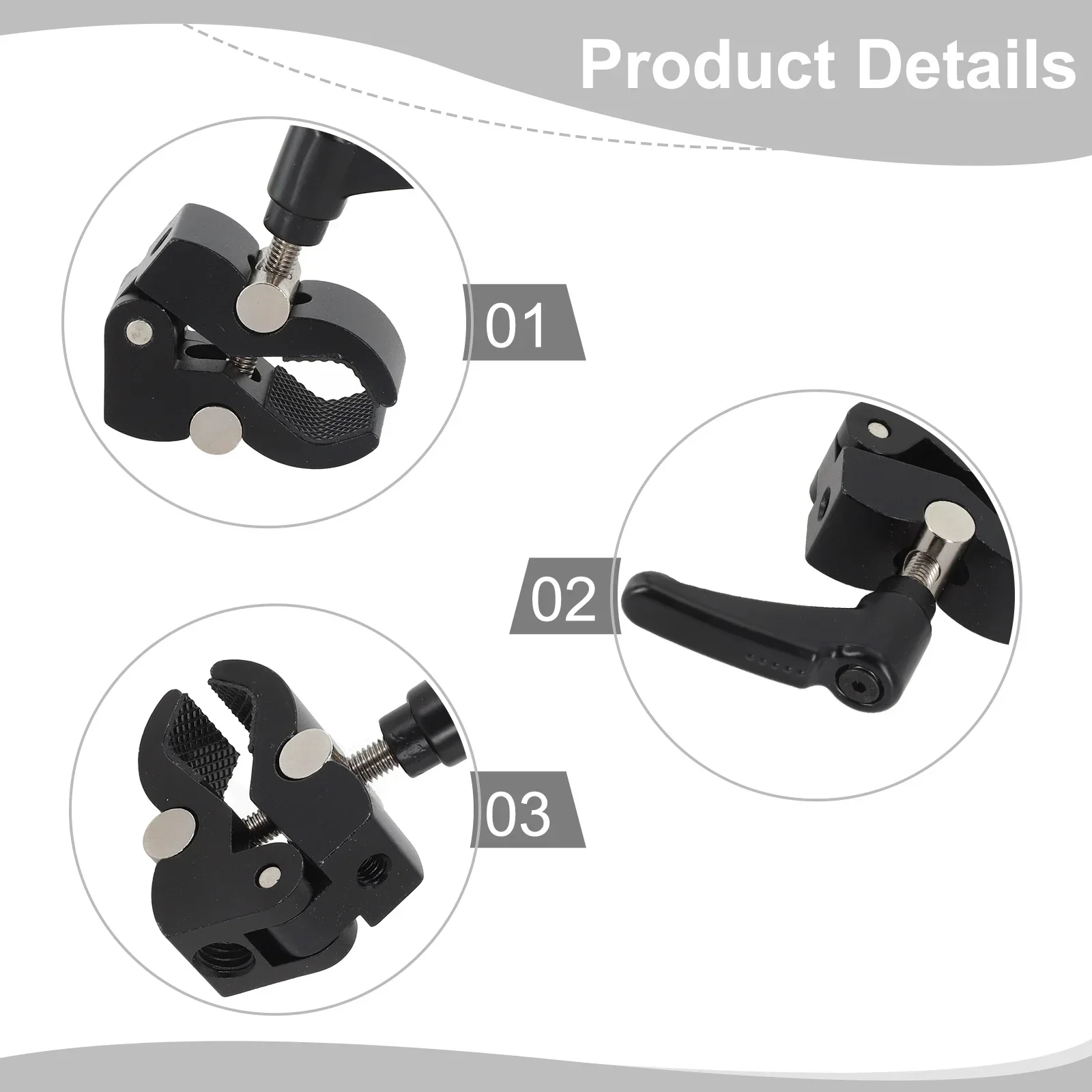 Camera Parts Black Silver Crab Claw Clamp Aluminum Alloy Secure And Stable Versatile Mounting Options Photography Studio