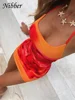 Nibber Spaghetti Strap Sexy Dress Women Y2K Backless Peach Hip Lace Up Bodycon Gradient Print Summer Beach Vacation Clubwear 2
