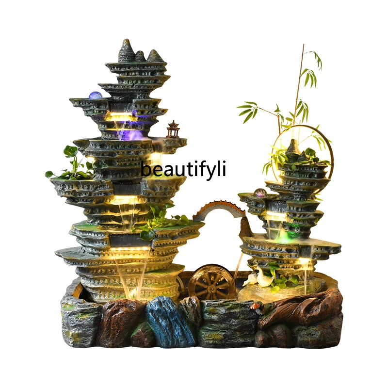 

Large Artificial Mountain and Fountain Fengshui Wheel Living Room Landscaping Fish Pond Courtyard Hotel Opening-up Ornaments