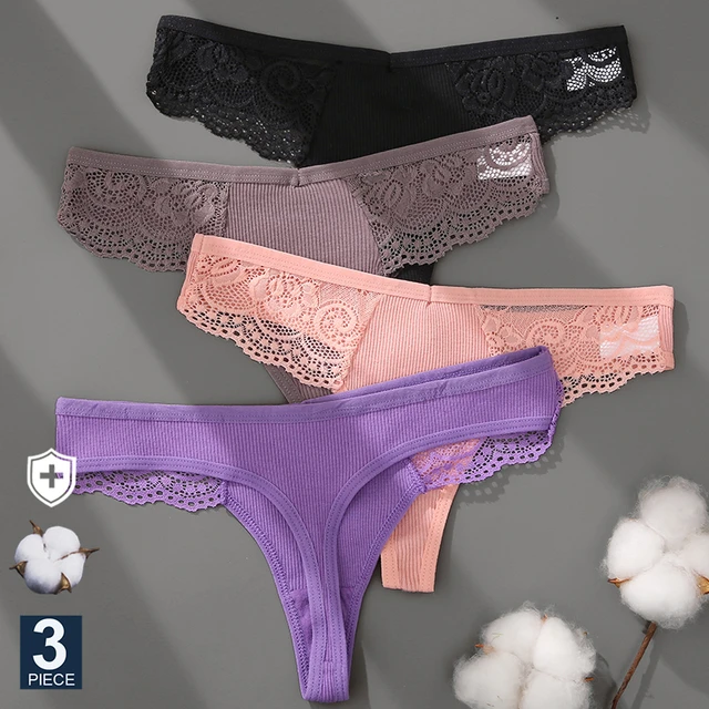 Women Underwear Cotton Lace Panties  Cotton Panties Womens Set Lace - 3pcs  Cotton - Aliexpress