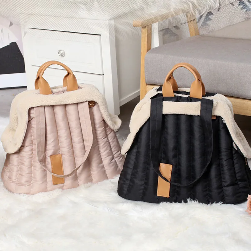 겨울 애완 동물 캐리어 가방, 방풍 따뜻한 애완 동물 핸들 가방, 이동식 내부 가방 포함, 휴대용 애완 동물 여행 가방, 개 고양이 대용량 