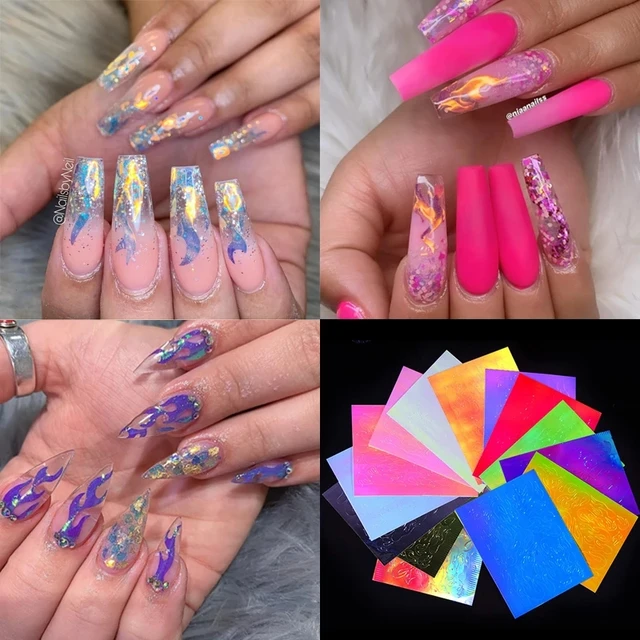 Aurora Nail Foils Shattered Glass Nail Art Marble Holographic Cellophane  Paper Nail Sticker Summer Manicure Clear Design GL1900