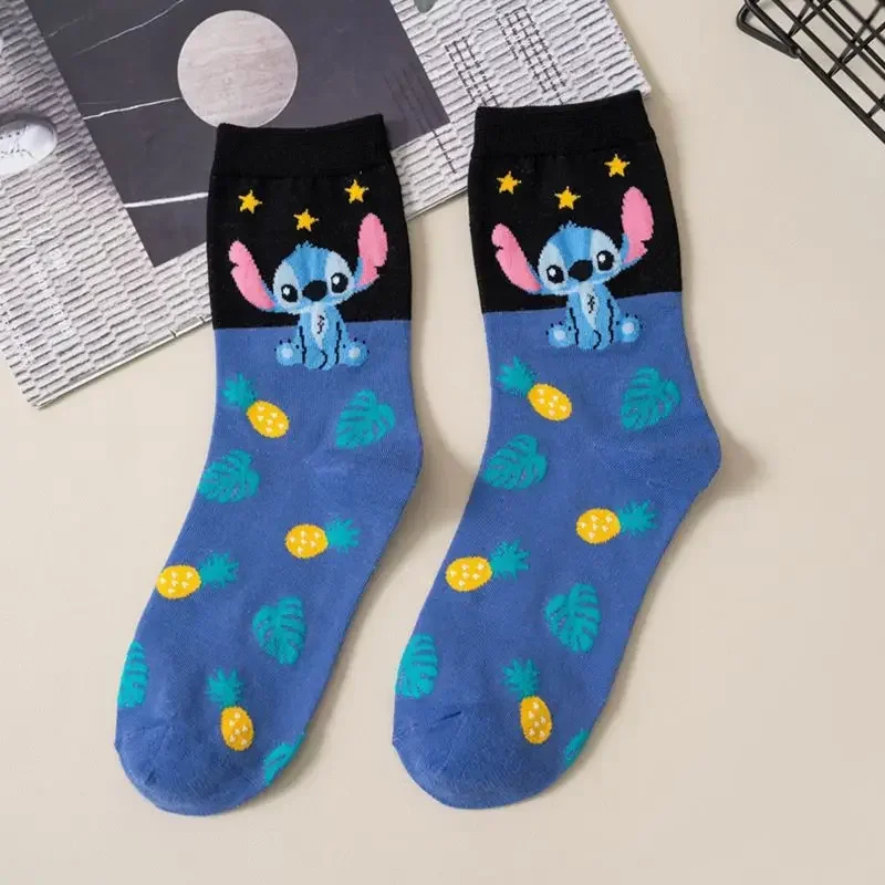 Disney Lilo & Stitch Children Cotton Socks Cartoon Anime Figures Print Pattern Breathable Medium Sock Winter Warmth Kids Gifts