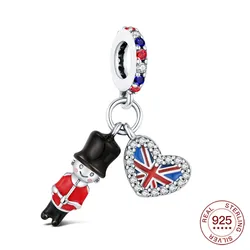 Sterling Silver British Guards Charm with Flag for Jewelry Making - Classic Bracelet Fashion Jewelry DIY Gifts