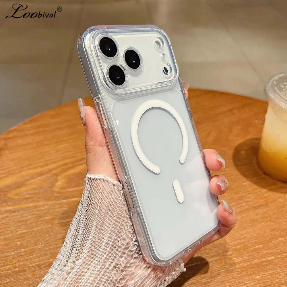 Transparent Acrylic Case For Iphone 17 16 15 Pro Max Air 14 Plus 13 12 11 Magnetic Clear Shockproof Ultra Slim_voghion.com