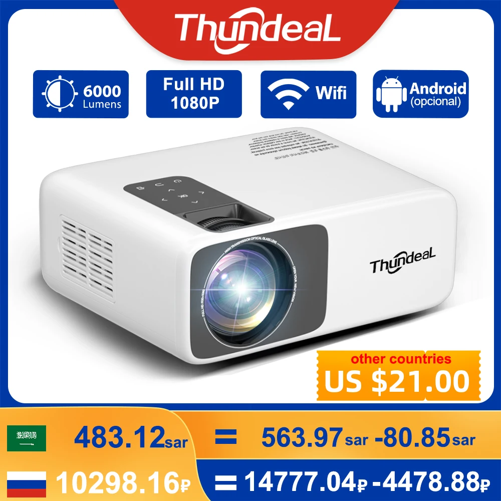  ThundeaL Full HD Projector 1080P 2K 4K Video LED 3D Portable Projector TD93Pro Mini WiFi Android Home Theater TD93 Pro Beamer 