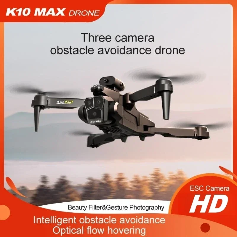 RC 드론 전문 쿼드 콥터 - 4K 카메라, 장애물 회피 기능 및 광학 흐름 포지셔닝, FPV 드론, 비행기 헬리콥터 장난감 10 K10 Max RC 드론 HD 트리플 카메라 광학 흐름 포지셔닝 장애물 회피 제스처 사진 접이식 쿼드콥터 장난감, K10 Max