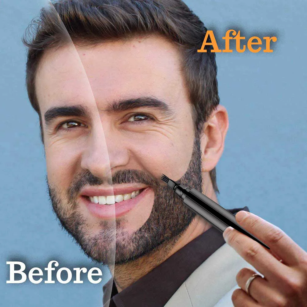 Four Prong Beard Pen Beard Filler Pencil Brush Waterproof Moustache Shaping Coloring Shaping Tools Enhancer