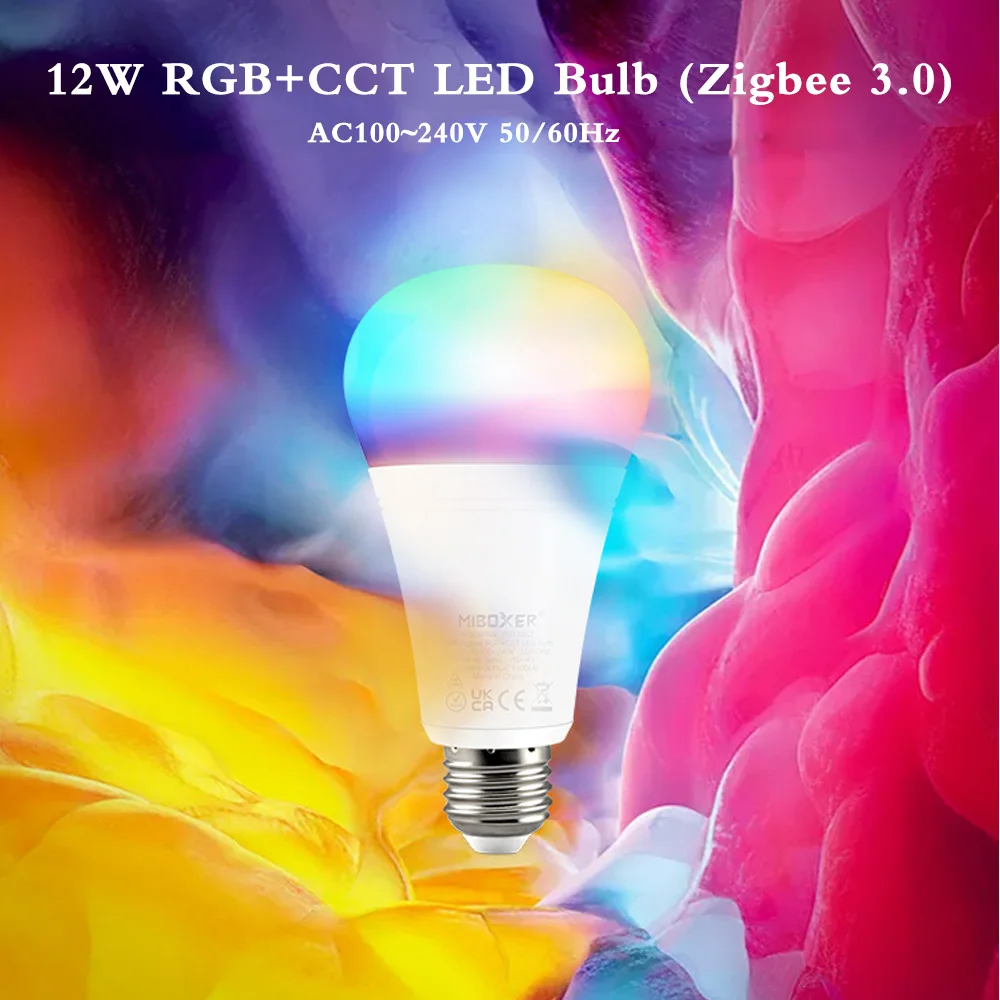 

12W RGB + CCT LED Bulb Zigbee 3.0 + 2.4G RF;E27 Dimmable Wireless Led Light Smart Phone APP Voice Control AC110V 220V Music Mode