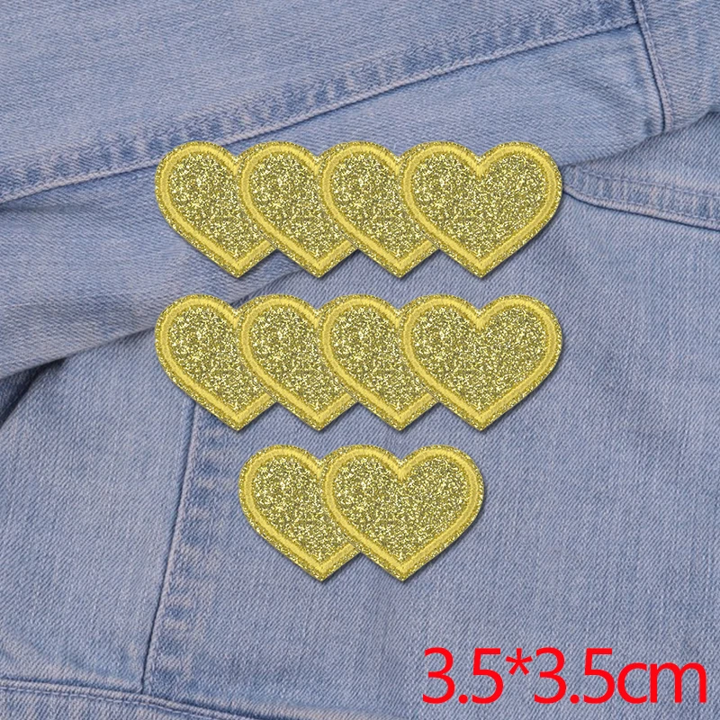 10 Stück bunte Glitzer-Liebesherzen, fünfzackige Sterne, bestickte Aufnäher für Röcke, Jeans, zum Aufbügeln oder Annähen, Dekoration für Kleidung, DIY – Detail 28